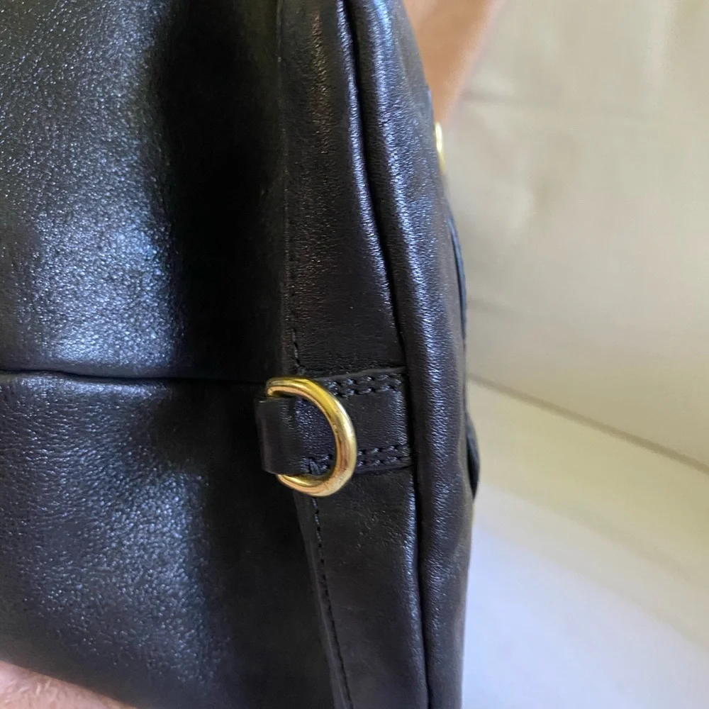Coach Black Leather Satchel Bag with Gold Hardware